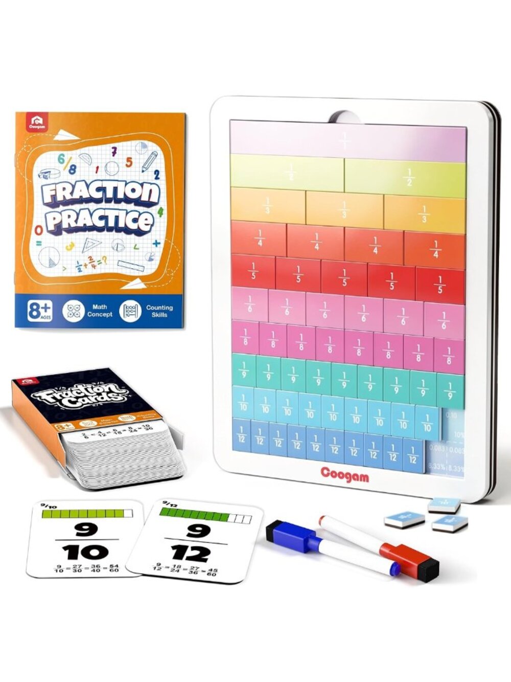 Magnetic Fraction Tiles for Montessori Learning | Math Manipulatives Game